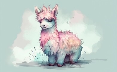 Happy, cotton candy baby alpaca