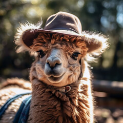Obraz premium A llama with a hat