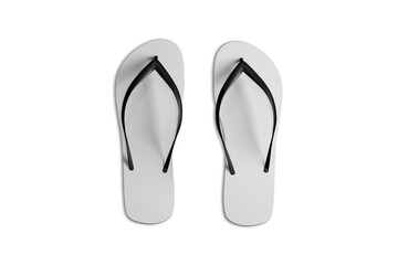 Blank rubber sandal flip flop slippers template mockup isolated over white background.3d rendering.