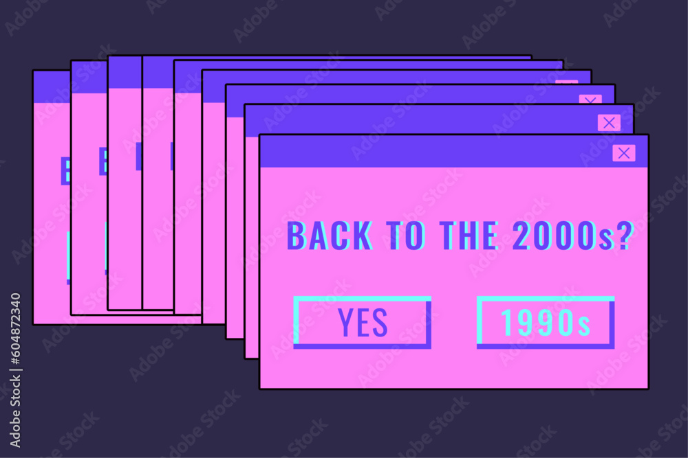 Fototapete Vector illustration of retro pc element. Old computer aestethic elements. Nostalgia for 1990s -2000s. Isolated background.