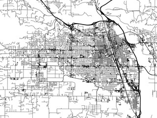 Road map of the city of  Yakima Washington in the United States of America on a transparent background.