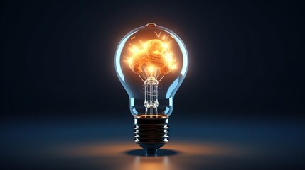 Lamp bulb with human colourful brain inside. Idea generation, brainstorm concept. Generative Ai technology.