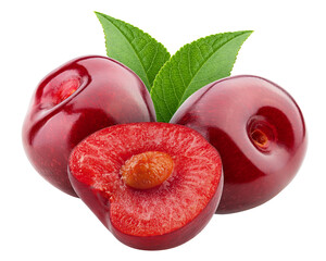 Cherry isolated on white background, full depth of field