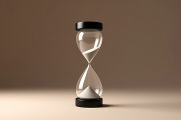 Minimalist Black And White Hourglass On A Gradient Backdrop. Generative AI