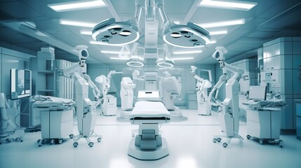 Robotic surgical operating room using artificial intelligence - obrazy, fototapety, plakaty