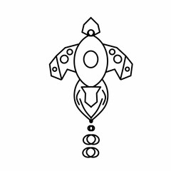 Vector illustration, line art spaceship 