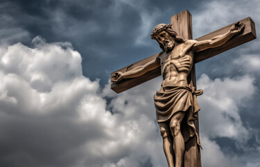 Fototapeta premium Jesus Christ crucified. Jesus on the Cross. AI generated