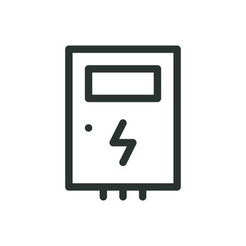 Electric box isolated icon, electrical service panel vector icon with editable stroke