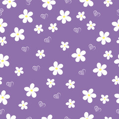 Floral pattern. Daisies on a lilac background.High quality vector illustration.