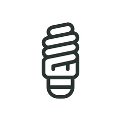 Spiral light bulb isolated icon, spiral fluorescent lightbulb vector icon with editable stroke