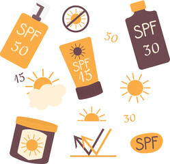 Sunscreen. Ultraviolet. High quality vector illustration.