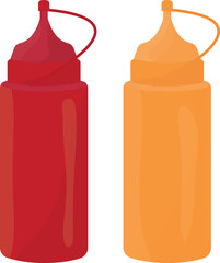 Bottles with ketchup and mustard. Sauces.High quality vector illustration.