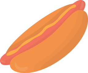 Hot dog with mustard and ketchup. Street food.High quality vector illustration.
