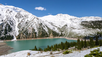 beautiful mountain lake. lake in a mountain gorge