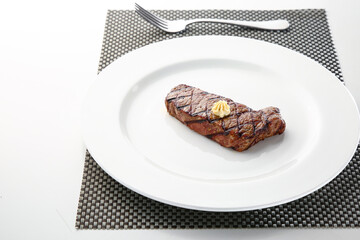 grilled beef steak with vegetables