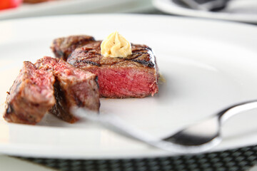 grilled steak with potatoes