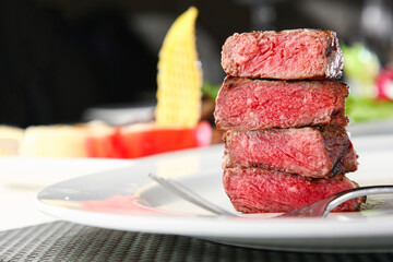 grilled beef steak with vegetables