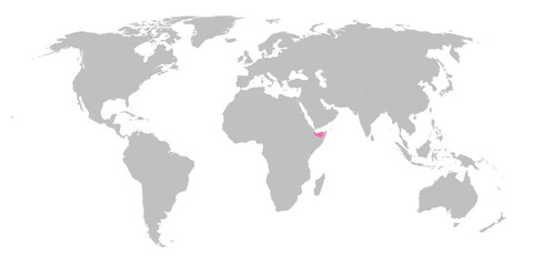 Fototapeta na wymiar Vector map of the world with the country of Somaliland highlighted in Pink on grey white background.