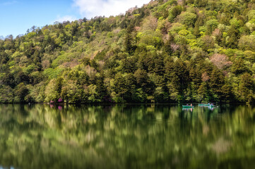 栃木県日光市　新緑の湯ノ湖の朝