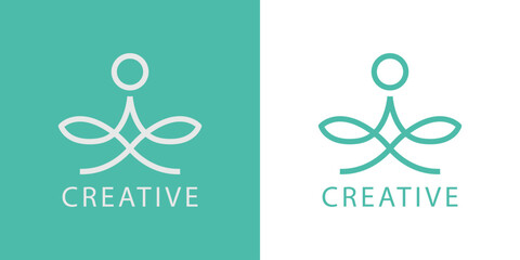 Yoga studio logo design. Meditation symbol. Zen harmony balance sign. Simple design editable