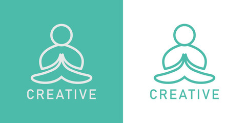Yoga studio logo design. Meditation symbol. Zen harmony balance sign. Simple design editable
