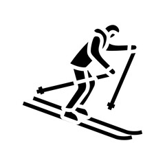 skiing downhill winter season glyph icon vector. skiing downhill winter season sign. isolated symbol illustration