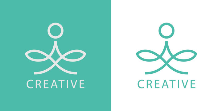Yoga studio logo design. Meditation symbol. Zen harmony balance sign. Simple design editable