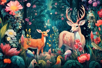 Abstract Fauna Art Background Generative AI 