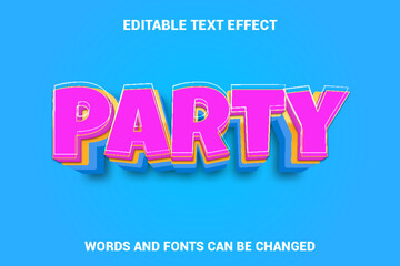 Party 3D Vector Text Effect Fully Editable High Quality