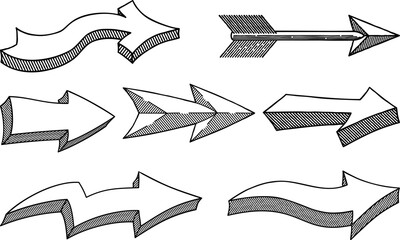 An arrow sign icon direction symbol vintage style design element set