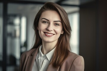 Fototapeta premium business meeting businesswoman woman office portrait entrepreneur smart confident, created using generative ai technology