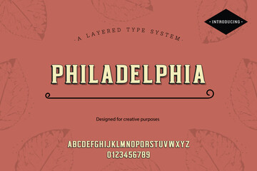 Philadelphia typeface. For labels and different type designs