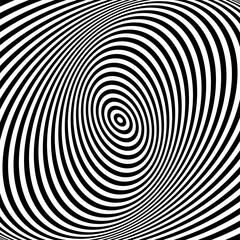 Twisting Whirl Motion and 3D Illusion in Abstract Op Art Striped Lines Pattern.