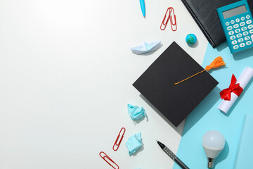 Concept of graduation, high school graduation, college graduation