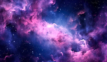 Nebula stardust wallpaper, blue, purple and magenta galaxy. Generative Ai Illustration. © Saulo Collado