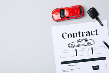 Concept of car purchase and insurance with toy car