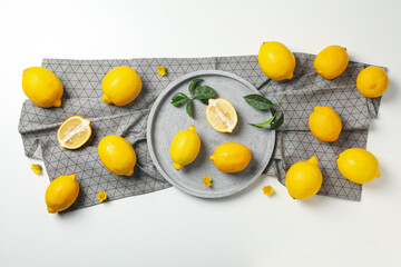 Concept of citrus fruit - lemon, top view