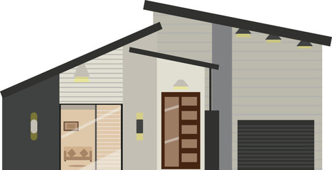 Modern luxury house, villa, cottage, townhouse front side. realistic vector illustration.
