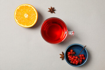 Concept of delicious hot drink - tea, berry - fruit tea