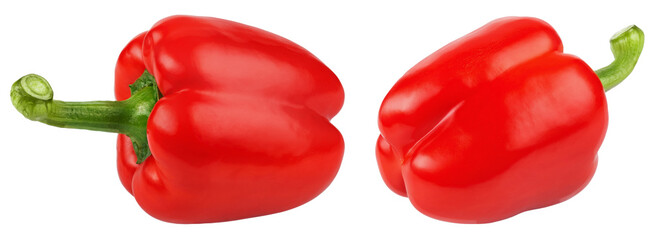 Paprika. Fresh red bell pepper  isolated on white. Fresh vegetables.