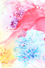Paint Powder and Splashes in Vibrant Watercolour Painting Exploding Colour Rainbows