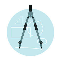 Drawing compass icon. Flat illustration of drawing compass icon for web design