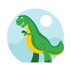 Cute dinosaur. Vector illustration in flat style on white background.