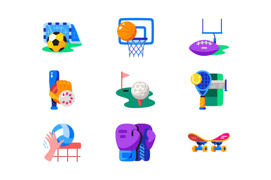 Sports disciplines icons set