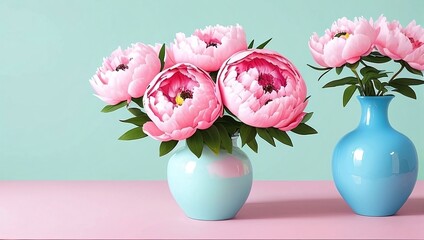 Vase with flowers on a table, generative ai