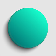 Badge button on background, glass turquoise circle