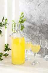 Concept of fresh summer drink - Limoncello cocktail