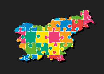 Creative map Slovenia from color puzzle, jigsaw