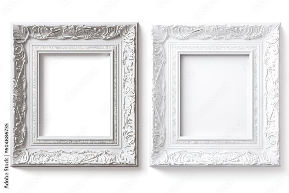 Poster white frames isolated on white background. Generated by AI.