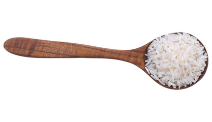 The arborio rice in wooden spoon isolated  transparent png